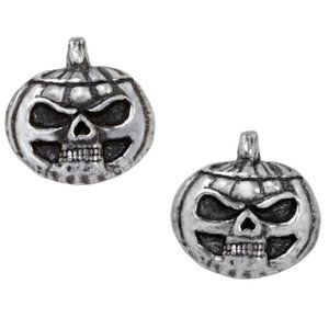 LAST CHANCE! Alchemy Gothic Pumpkin Skull Stud Earrings Surg Post Halloween E450